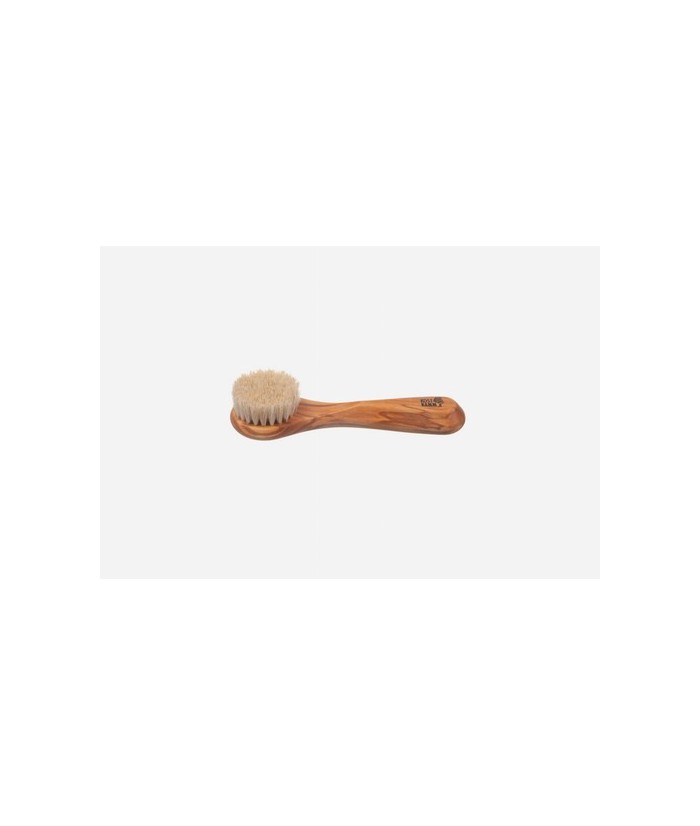 Cepillo facial con mango, madera de olivo, cerdas suaves de cerdo doméstico