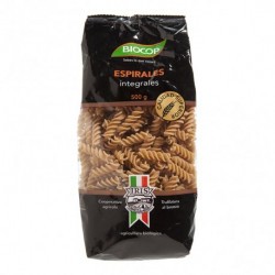 Espirales de sémola integral de trigo duro producido con una mezcla de granos seleccionados y cultivados por la Cooperativa Agr