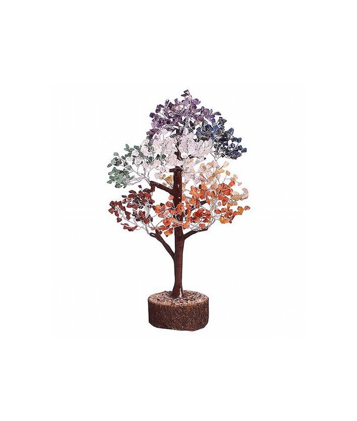 Árbol de 300 piedras  250 mm.
Árbol compuesto de 700 piedrecitas chip surtidas relacionadas con los minerales de los chakras.