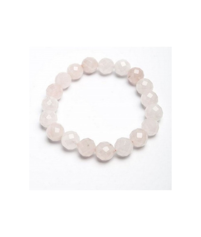 Pulsera Cuarzo Rosa Bola 10mm facetada.