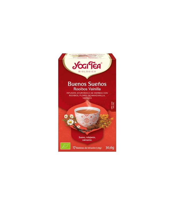 Rooibos*, flores de manzanilla*, cáscara de cacao*, regaliz*, extracto de vainilla*, canela*, cardamomo*, extracto de melisa*, 