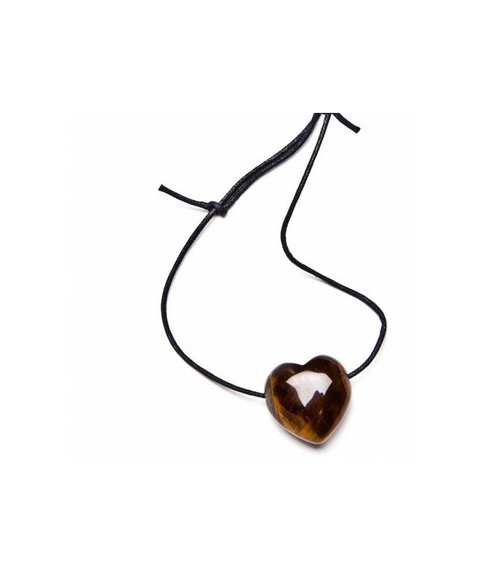 Colgante Corazón de Ojo de Tigre perforado con hilo de algodón corredero.
Medidas: 30x30x7 mm.