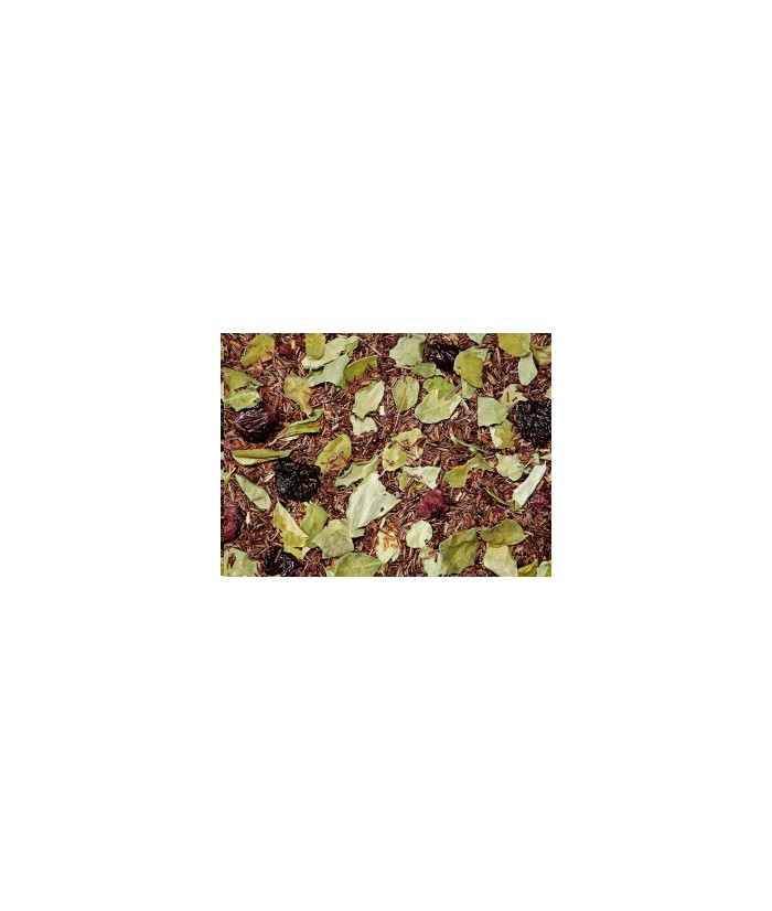 té Rooibos, hojas de moringa, guinda entera, aroma, trozos de arándano (arándano, azúcar, aceite de girasol), pedacitos de cere