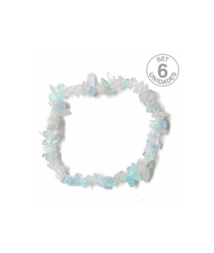 Pulsera de Aguamarina en piedras chip engarzadas en silicona elástica.

SE VENDE POR UNIDADE