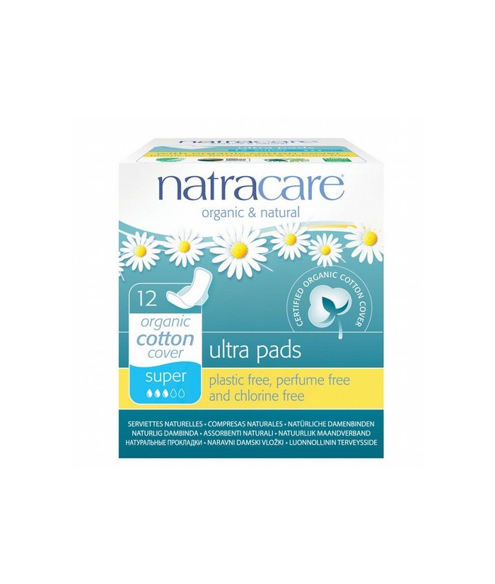 COMPRESA SUPER CON ALAS BIO 12 UDS NATRACARE
Nuestras compresas finas Ultra son discretas, cómodas y fiables. Tienen alas para