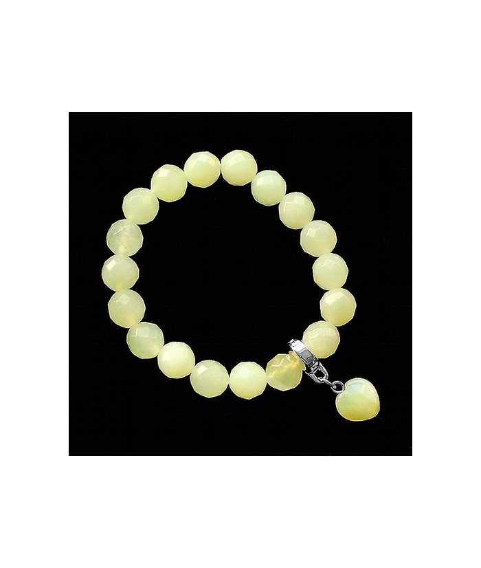 
Pulsera Jade Bola 8mm Facetada con Colgante Corazón.