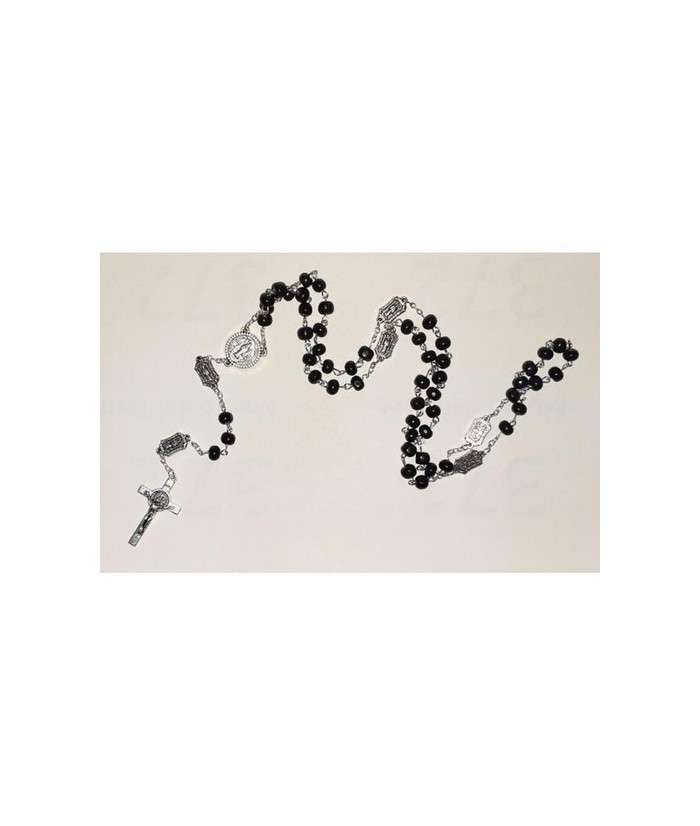 Rosario San Benito Madera 6 mm (con Medallas)(Negro)