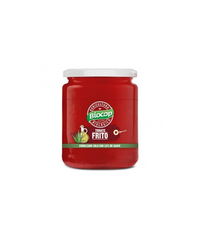 Tomate frito al estilo artesano. Elaborado con cebolla, ajo y aceite de oliva. Se ha endulzado con un toque de ágave, sólo un 1