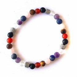 Pulsera elástica de chakras semipulidos de 6mm y acero.

Se presenta con caja exclusiva.