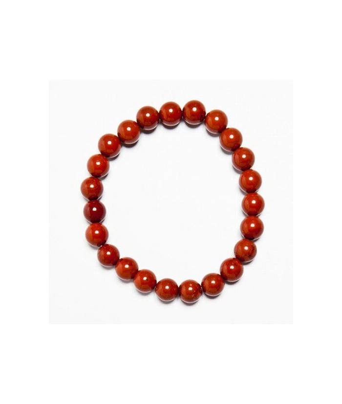 Pulsera en jaspe rojo bola 8mm.
Engarzado en goma elástica.