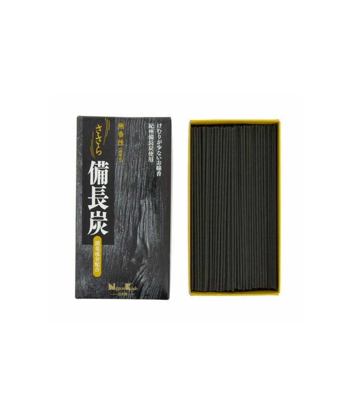 Este incienso sin aroma está hecho a base de carbón Bincho de Kishu (prefectura de Wakayama), el de más calidad en Japón. Se tr
