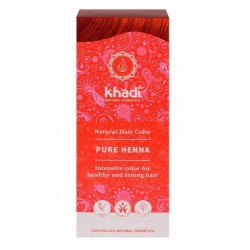 Henna natural Khadi, polvo puro de Lawsonia inermis, que proporciona un color rojizo al cabello.

Color natural para un pelo 
