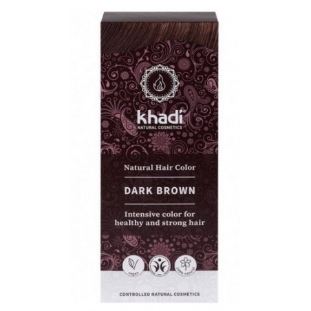 Tinte natural Khadi que proporcionan un tono castaño oscuro natural al cabello.

Formulaciones ayurvedas de larga permanencia