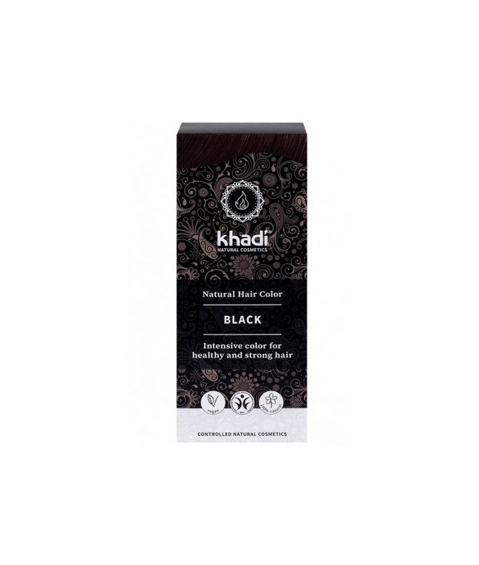 Tinte natural Khadi que proporciona un negro intenso natural al cabello.

Formulaciones ayurvedas de larga permanencia para u