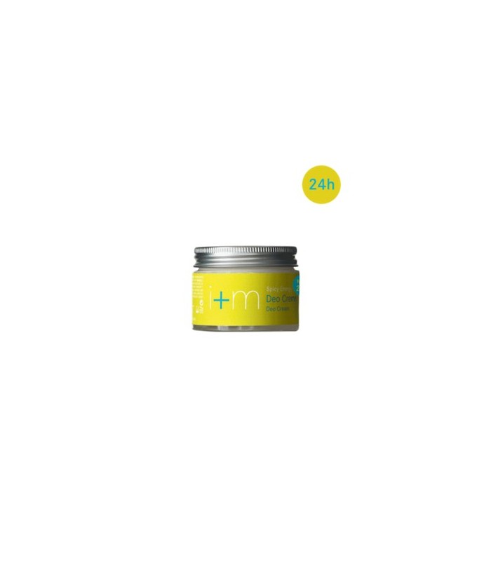La crema desodorante Energía Especiada, en frasco de vidrio ecológico,  desodoriza suave y eficamente con una composición de ac