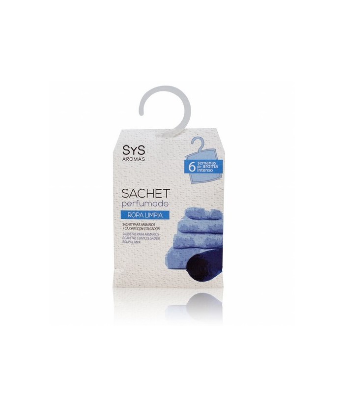 El Sachet Perfumado sys 12 g. Ropa Limpia  perfuma con intensidad, durante 6 semanas, armarios y cajones.

Únicamente colocan