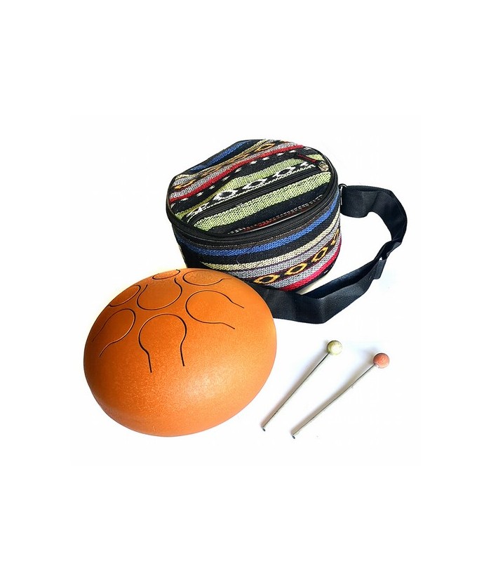 Instrumento de percusión hecho de hierro forjado y laminado totalmente artesanal de lengüetas recortadas alrededor del círculo 