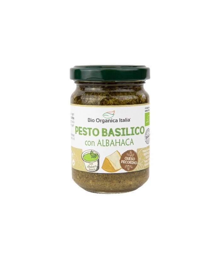 Pesto de albahaca, elaborado con ingredientes de primera calidad, aromatizado con queso, aceite de oliva virgen extra, anacardo