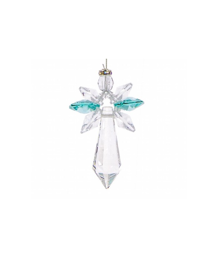 El arcángel es un símbolo protector que representa lo celestial y lo sagrado. El color del circonio azul de sus alas correspond