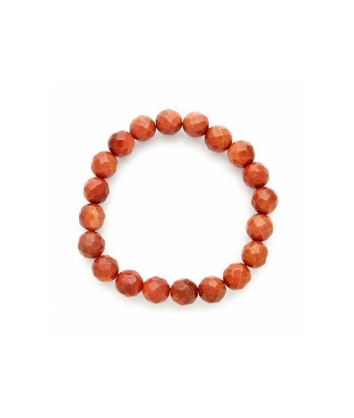 Pulsera de aventurina dorada, bola 10 mm. facetada.