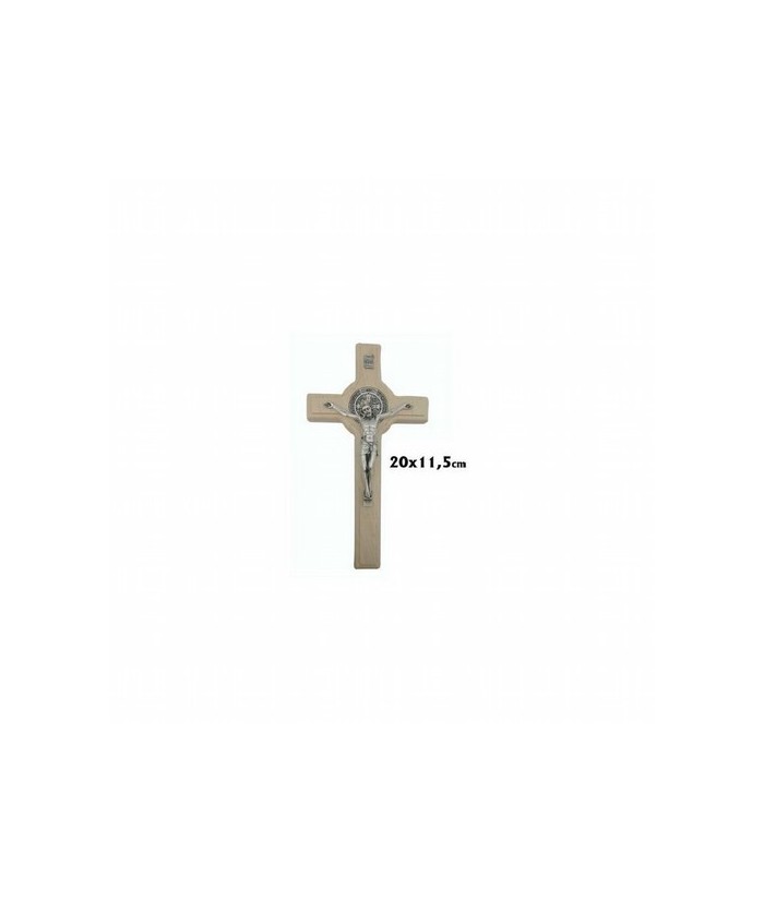 Cruz san Benito 20cm madera blanca