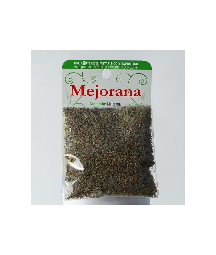 Contenido: Mejorana.

Utilización: Para hacer rituales para beneficiar situaciones.


Limpiar 1 vez por día utilizando Des