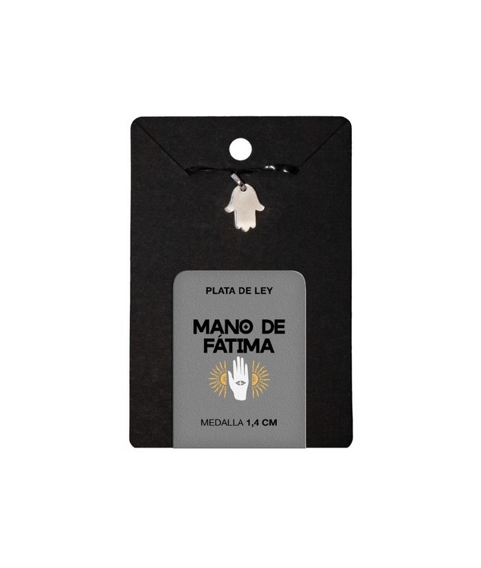 TRI.MEDALLA PLATA MANO FATIMA PLANA 1.4 CM.