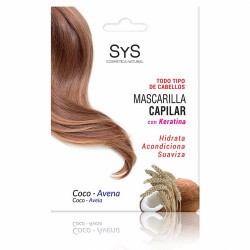 La Mascarilla de Coco y Avena SYS está enriquecida con Keratina y Vitamina E. Protege el cabello de las agresiones externas, re