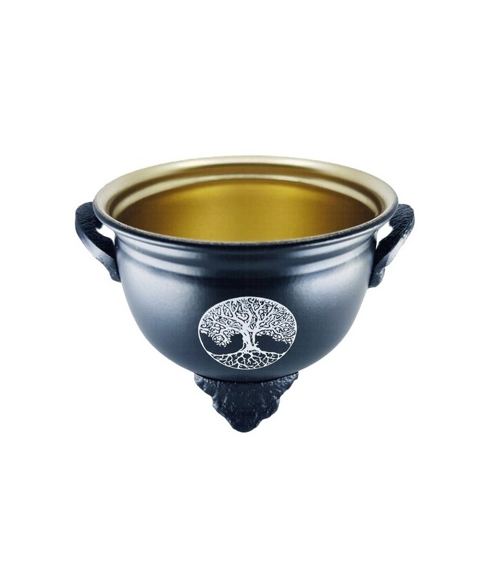TRI.METALICO CUENCO NEGRO DORADO ARBOL 10 CM CB1146