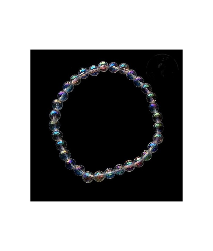 Pulsera de Cuarzo Aura Bola 6mm facetada.