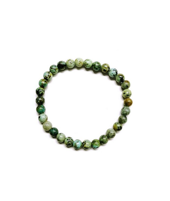 Pulsera Turquesa Africana elástica de bolitas de 6 mm.