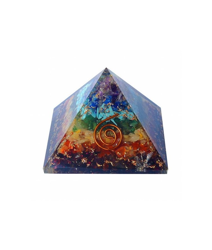 Piramide de orgonita con Chakras.
Medida: 5,5 x 5,5 x 4 mm. 