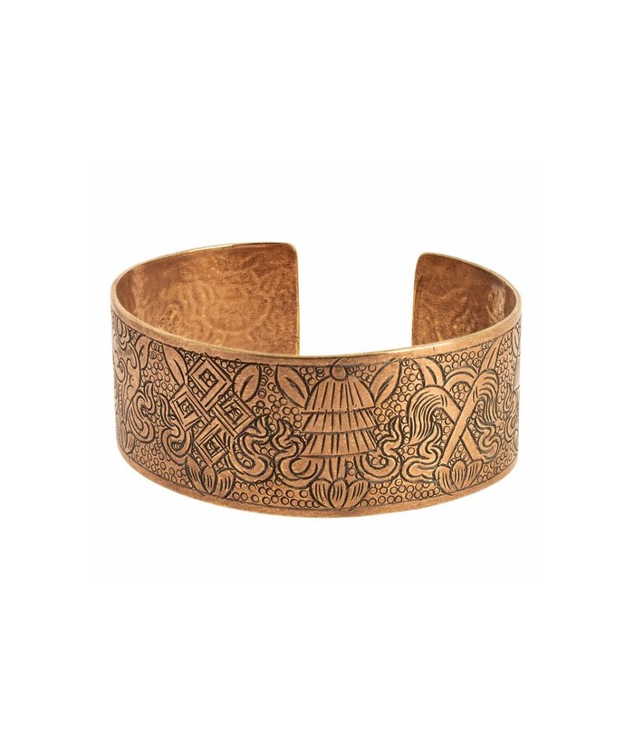 Esta pulsera lleva los ocho símbolos auspiciosos y de buena suerte para los tibetanos:

1. El jarrón, para contener el agua d