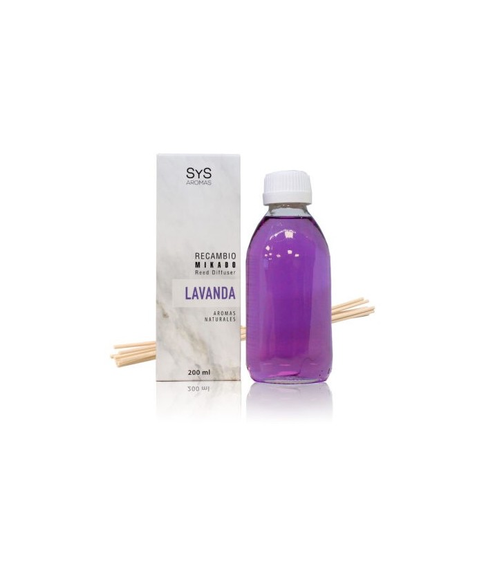 El Recambio Ambientador Mikado de Lavanda SYS destaca por sus notas agrestes, enriquecida con expansivos matices aromáticos fre