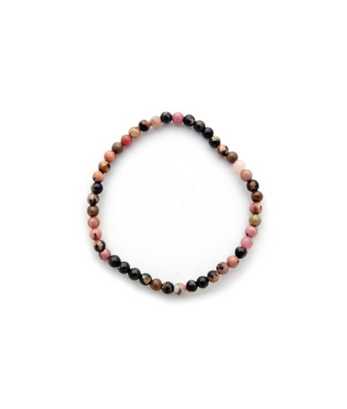 Pulsera Rodonita, elástica de bolitas de 4 mm.