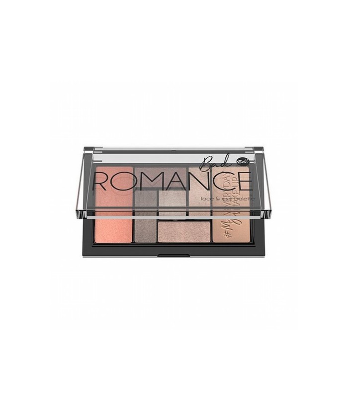 Una paleta de maquillaje única y compacta que incluye colorete y bronceador para modelar el rostro, y cinco sombras de ojos con