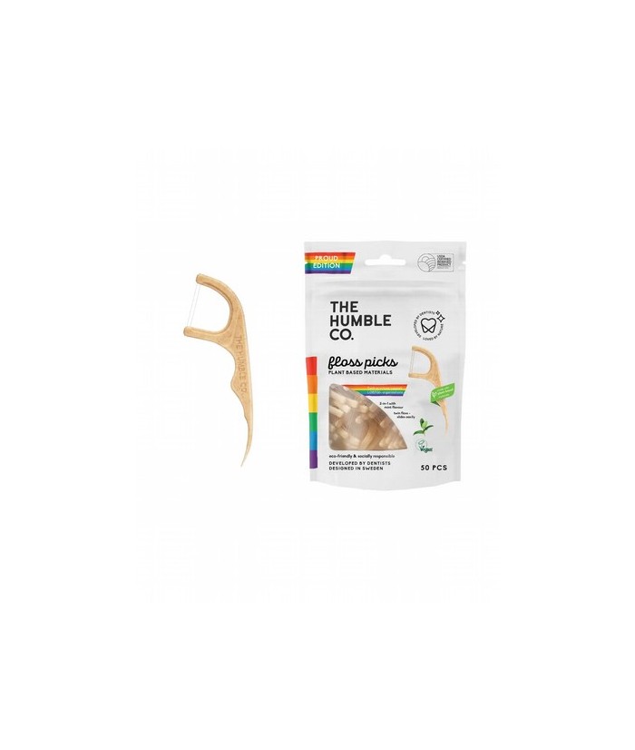 acerca de
floss picks made entirely from plastics? old school. try the humble floss picks that use corn-starch as its main bas