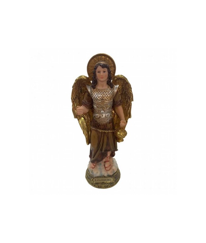 FIGURA ARCANGEL ZADQUIEL RESINA ACABADO MARFIL 23 CM.