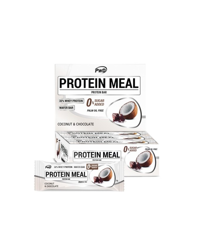 COCO CON CHOCOLATE
Barrita proteica sabor coco. Con edulcorantes.
Coconut flavor protein bar. With sweeteners.
Barre de prot