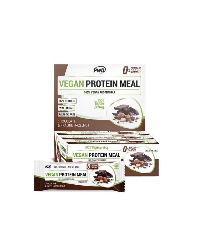VEGAN PROTEIN MEAL son las deliciosas PROTEIN MEAL totalmente veganas. Las barritas de barquillo wafer recubiertas de chocolate