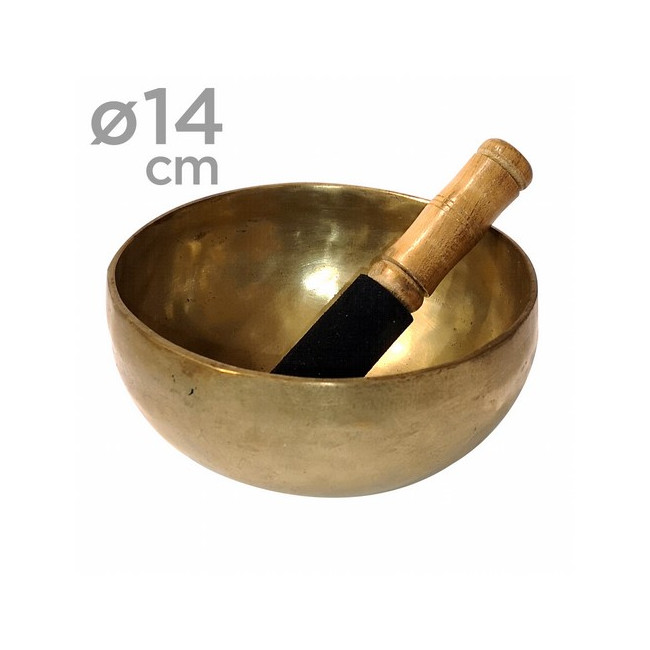 Cuenco de bronce de 14 cm. de diametro aprox.
Manufacturados en la INDIA.
Se incluye bastón de madera natural .