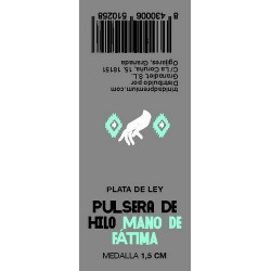 PULSERA HILO ROJO MANO FATIMA PLATA 1,5 CM.