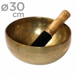 Cuenco de bronce de 28-30 cm. de diametro aprox.
Manufacturados en la INDIA.
Se incluye bastón de madera natural.