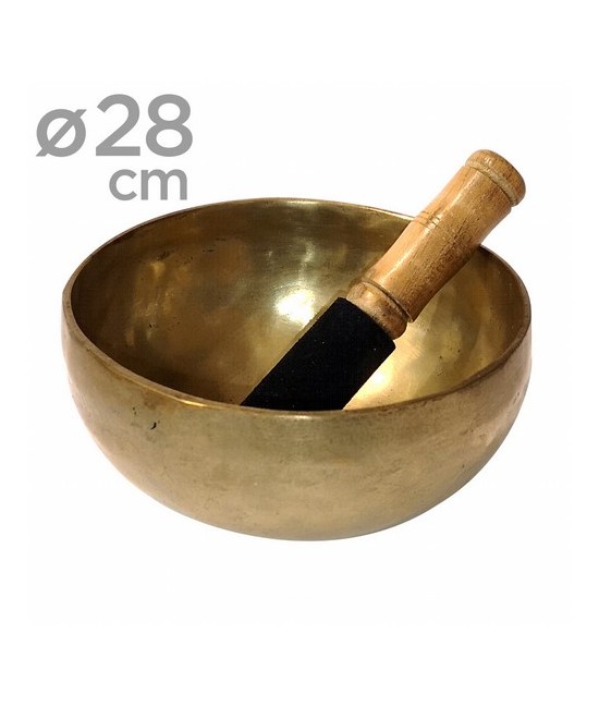 Cuenco de bronce de 26/28 cm. de diametro aprox.
Manufacturados en la INDIA.
Se incluye bastón de madera natural.