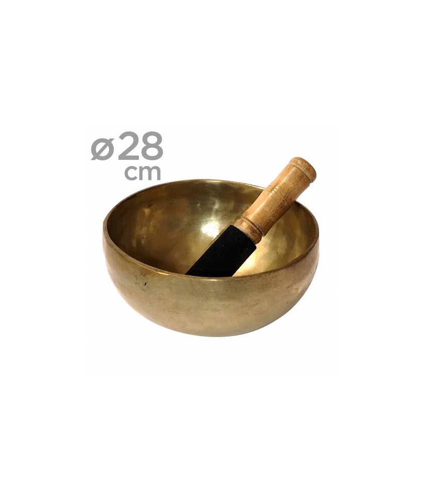 Cuenco de bronce de 26/28 cm. de diametro aprox.
Manufacturados en la INDIA.
Se incluye bastón de madera natural.