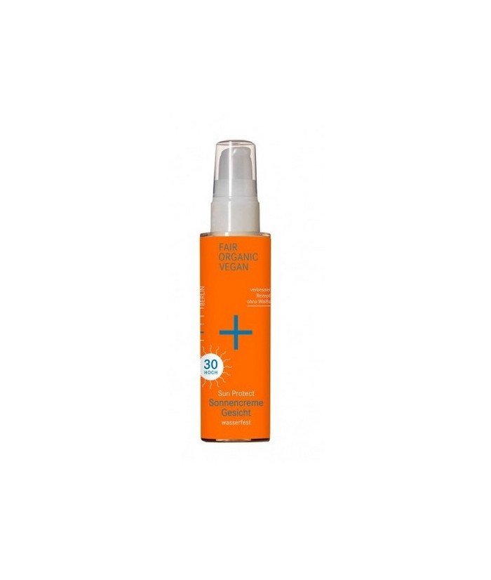 Crema solar facial natural con filtros minerales SPF30. Protección alta, segura y bien tolerada por todo tipo de pieles, inclui