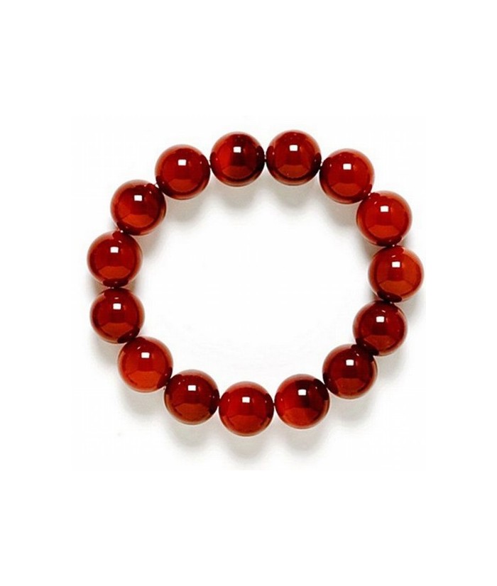 Pulsera de 15 bolas de Carneola pulida de 12 mm.
Engarce de goma elástica