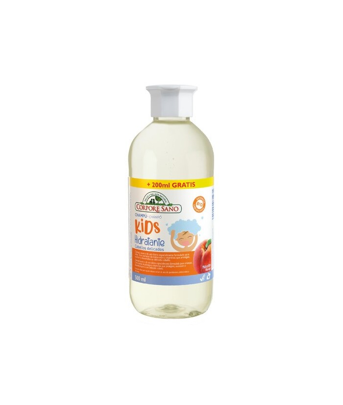 El champú Kids de Melocotón de Corpore Sano es respetuoso con la piel y el cabello. Suaviza y aporta hidratación al cabello de 
