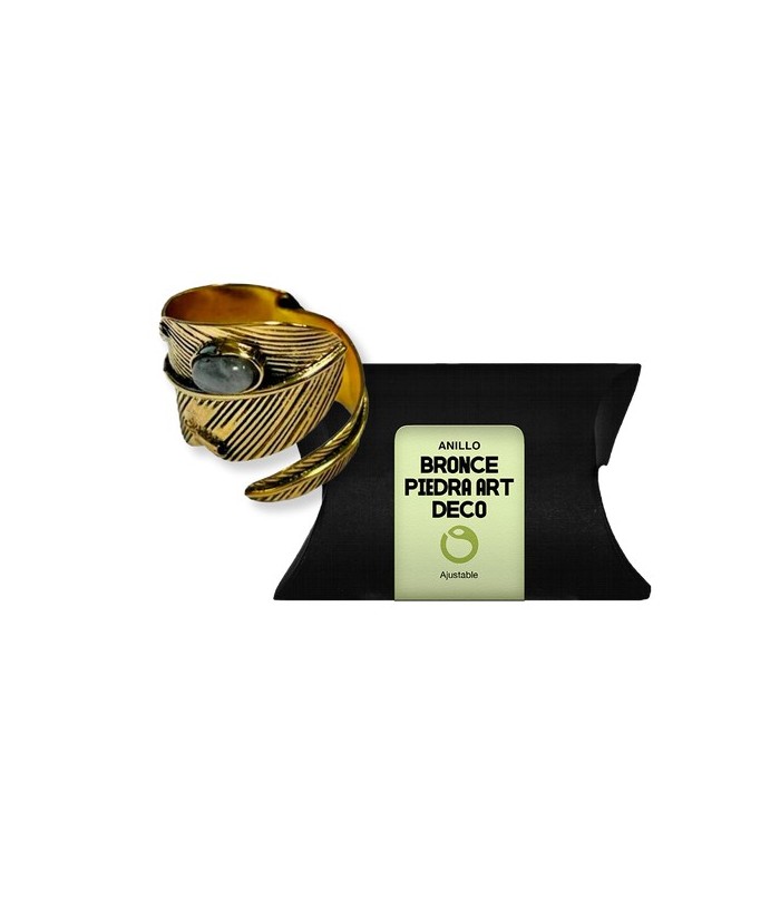 TRI.ANILLO AJUSTABLE BRONCE PIEDRA ART DECO