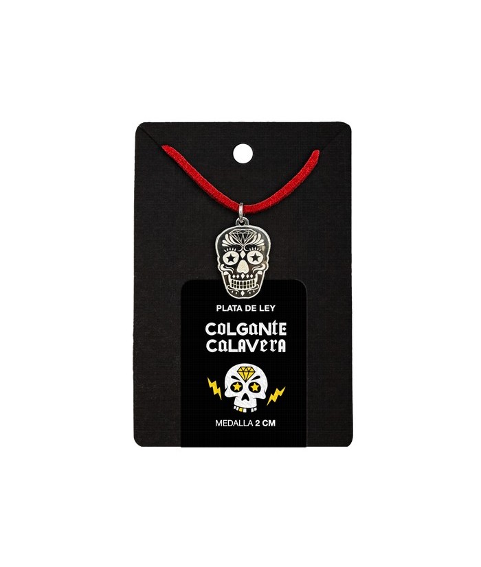 MEDALLA CALAVERA ESTRELLAS PLATA 2 CM.